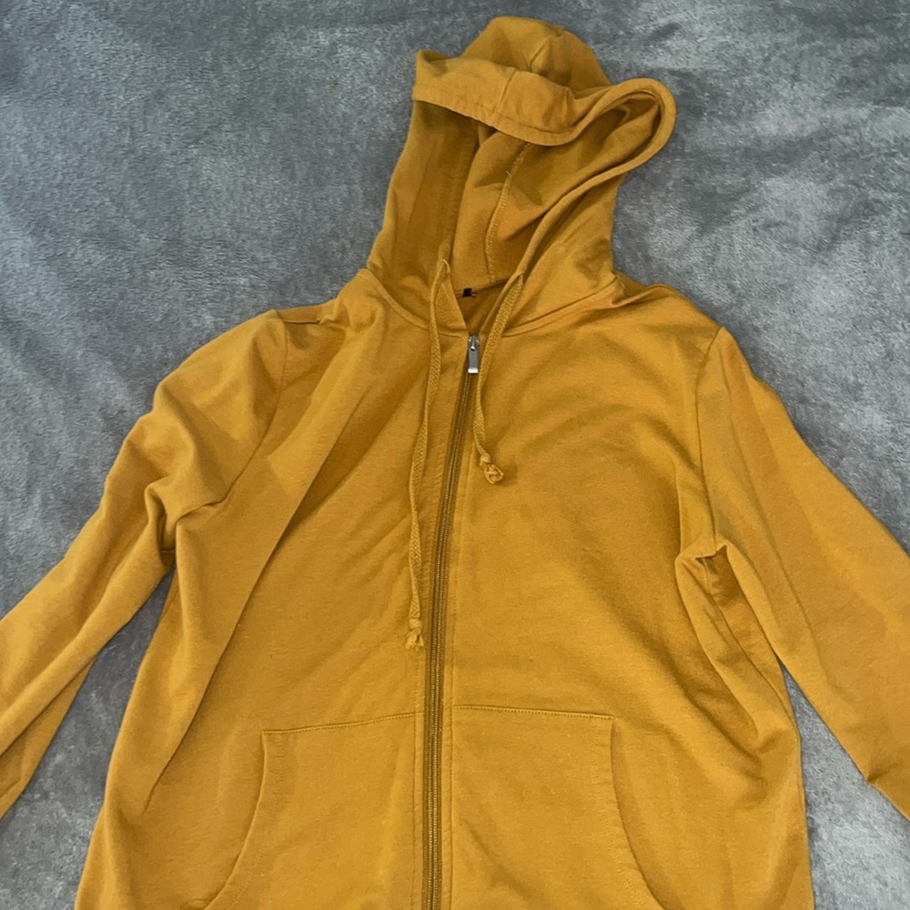 yellow zip up jacket